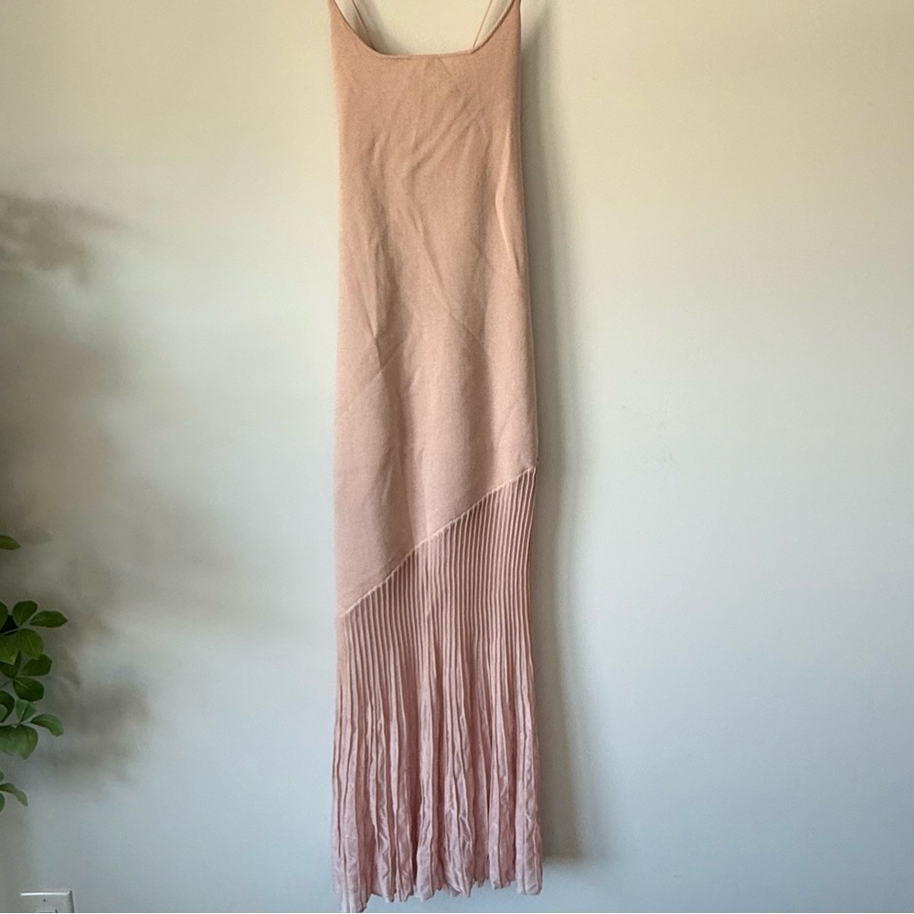 Zara Blush Asymmetrical Dress with Fringe